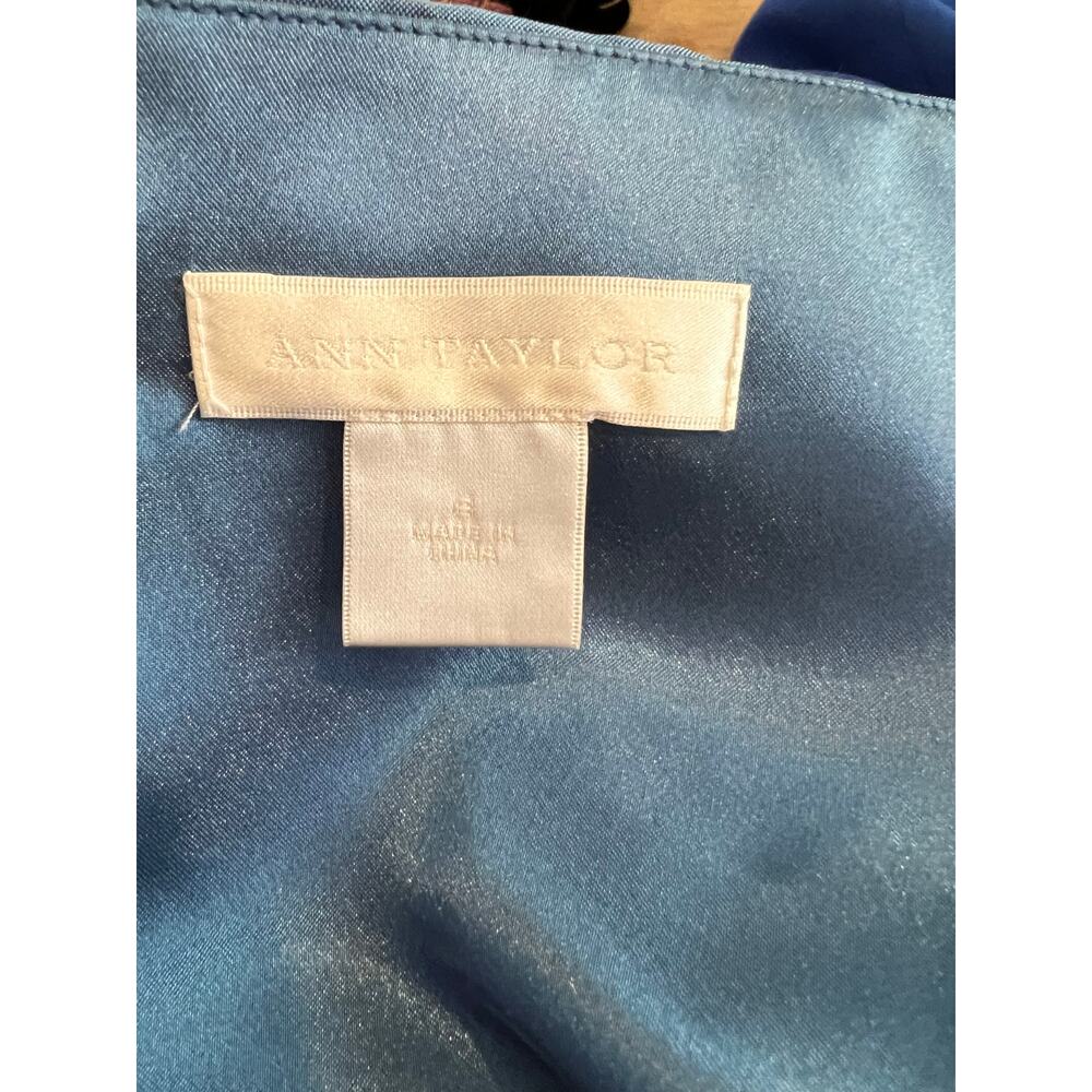 Ann Taylor Silk Strapless Cocktail Dress Slate Blue 6 - Picture 8 of 8